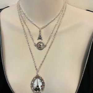 Stunning, France, Eiffel Tower Souvenirs 3 layers Pendant Necklace